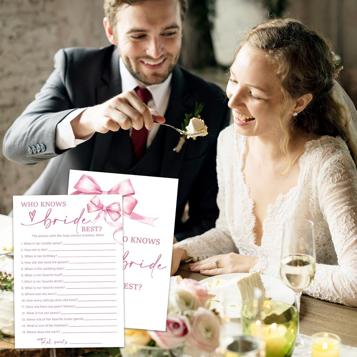Pink Bow Wedding Shower Games Cards, Bridal Shower Games 30 Guest, Engagement Party Wedding Game
