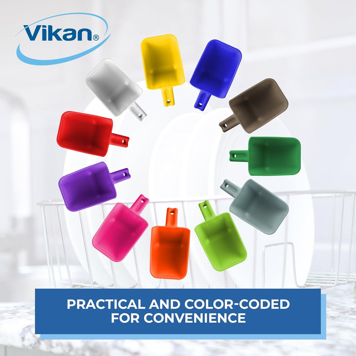 Vikan Remco 63007 Color-Coded Plastic Hand Scoop - BPA-Free Food-Safe Kitchen Utensils, Restaurant