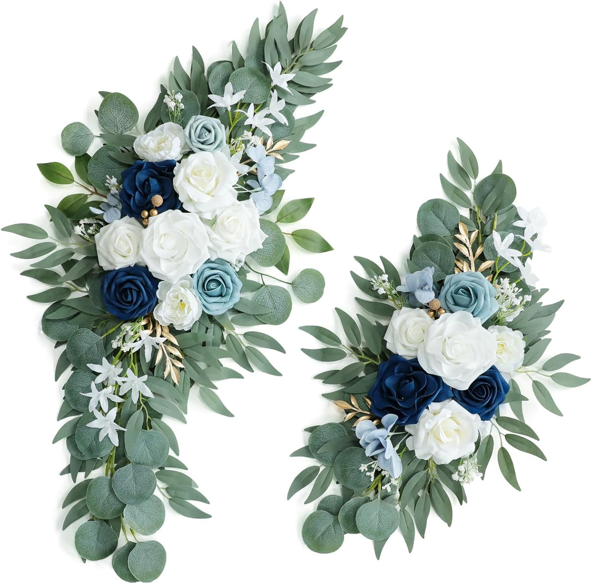 Artificial Dusty Blue Wedding Arch Flower Swags Set of 2 for Welcome Signs Floral and Wedding