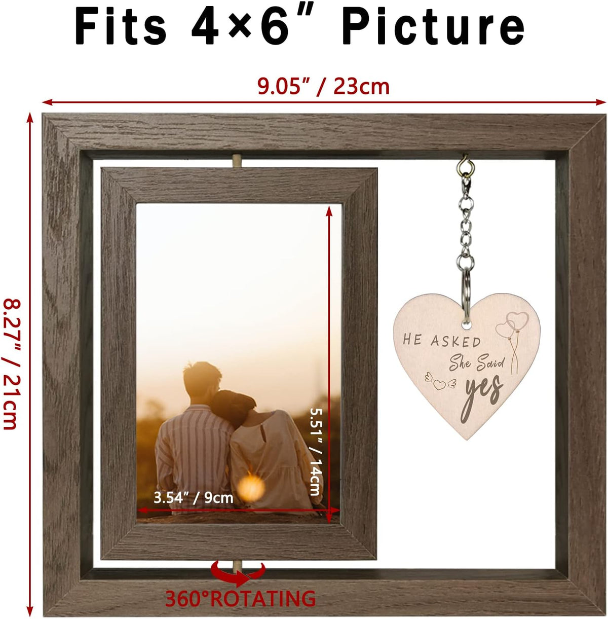 He Asked She Said Yes Engagement Gift Picture Frame, Wood Engagement Gifts for Couples Newly