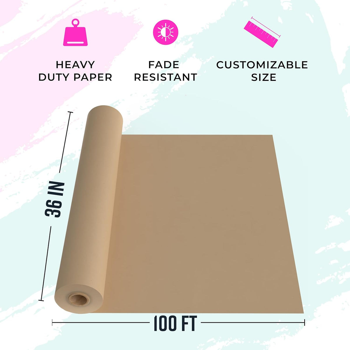 Large Brown Kraft Paper Roll - 36" x 1200" (100 ft) - Made in USA - Ideal for Gift Wrapping