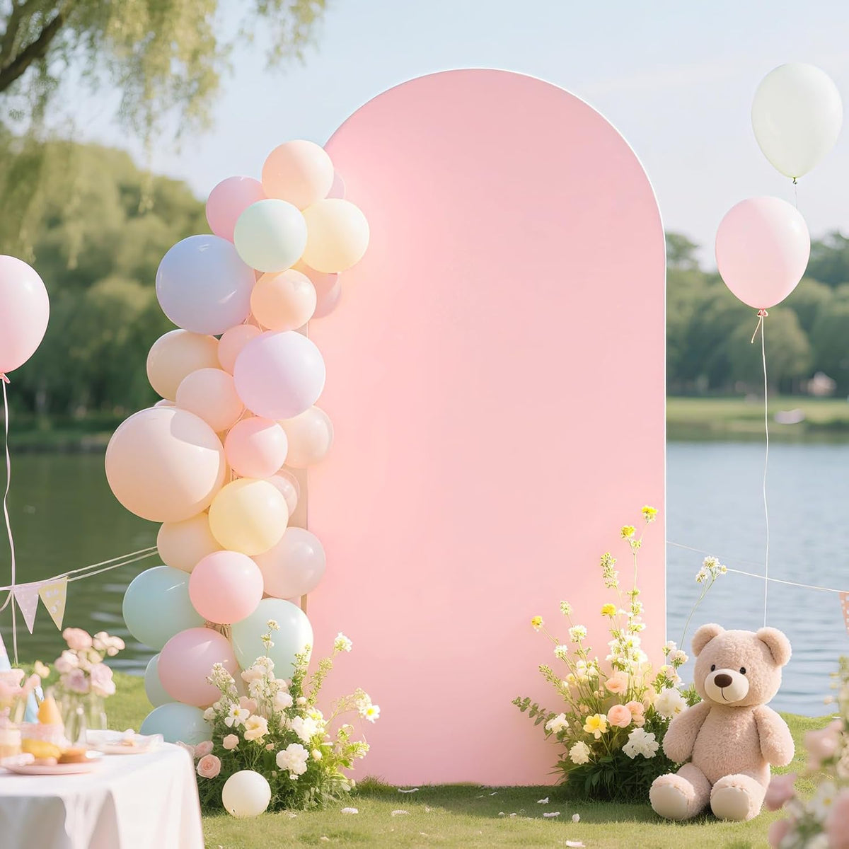 Ledido Wedding Arch Backdrop Cover 7.2FT Arch Covers Fitted Stretchy Spandex Round Top Stand