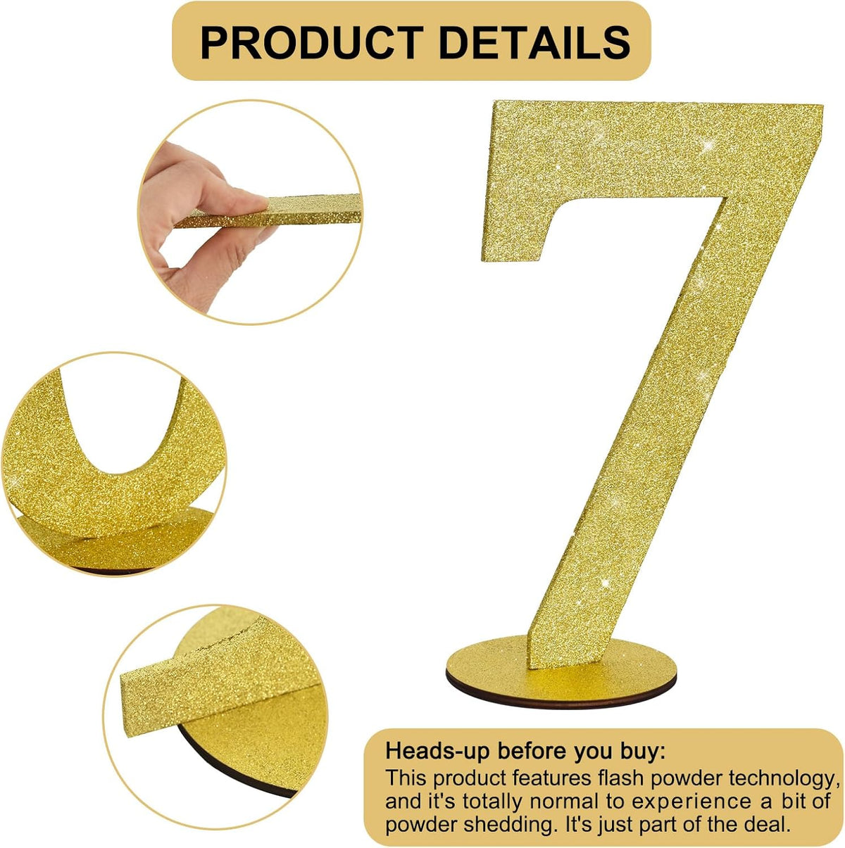TONIFUL 11.8 Inch Gold Glitter Numbers Table Centerpieces 0-9 Birthday Party Decorations,Shining