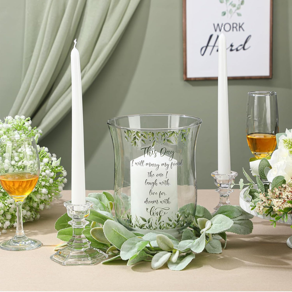 Irenare Unity Candles with Holder for Wedding Ceremony Wedding Decortions Accessories Glass Candle