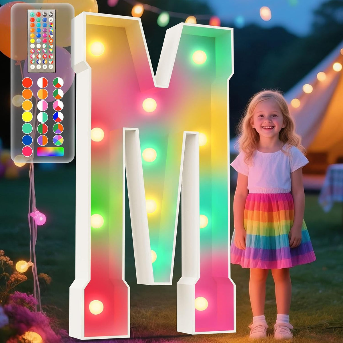 Ledido 4FT Marquee Light Up Letters, 34 Colors Changing Marquee Letter 4 Feet Tall with Remote, Big