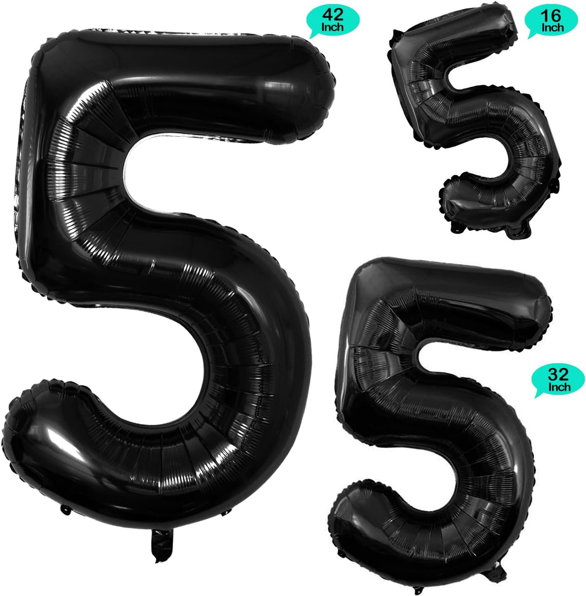GOER Black Foil Balloons Number 5,Huge Number Balloons for 5th 15th 25th 35th 45th Birthday Party