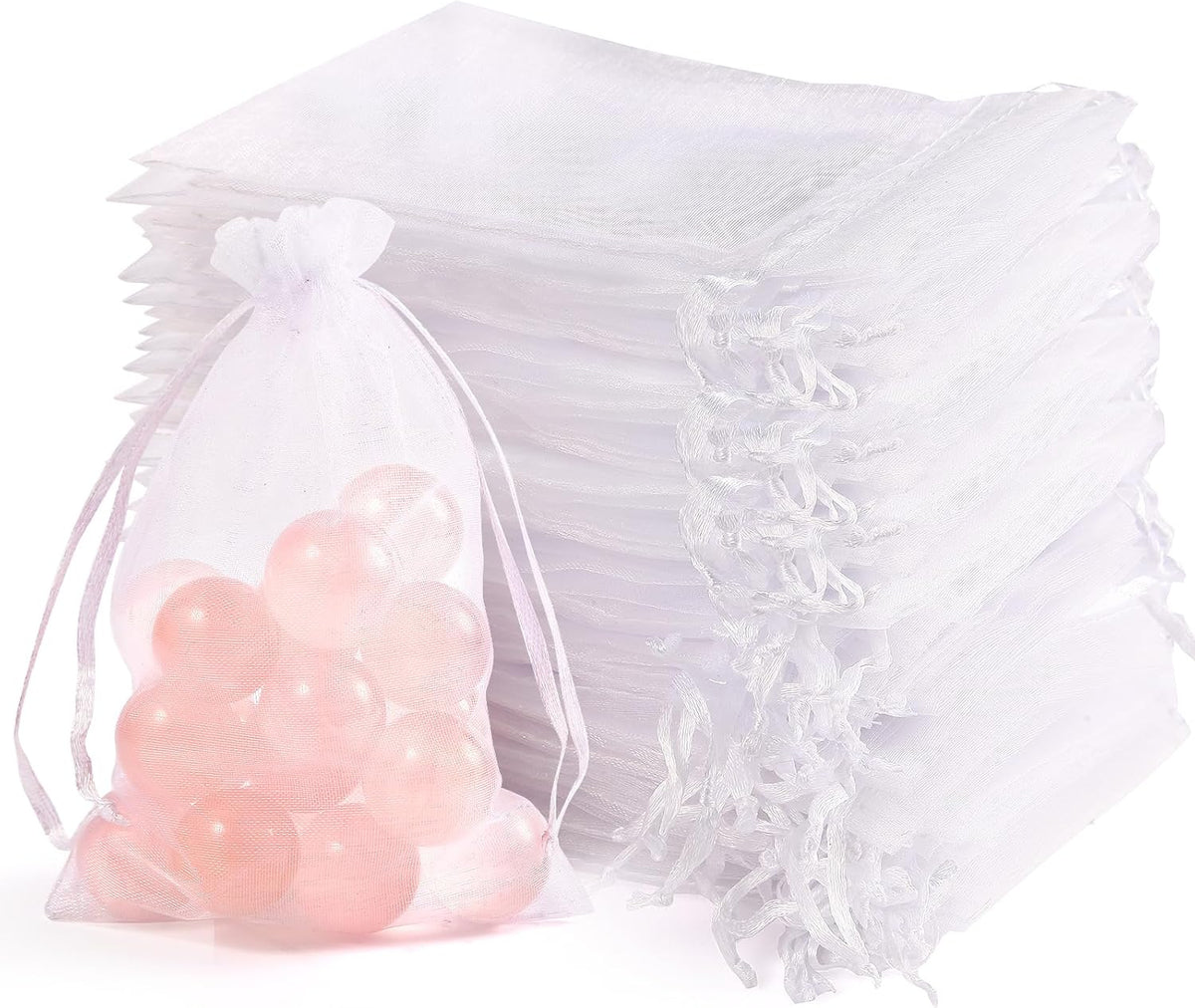 EdgeXcel 120pcs Organza Bags for Small Gift 4x6 Inch - Premium Mesh Bag Drawstring for Wedding