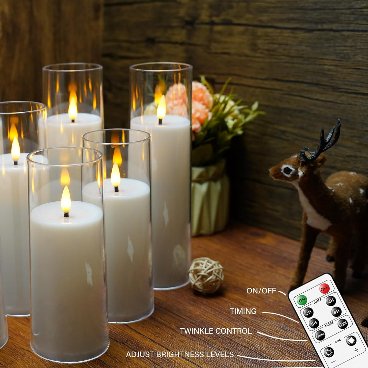 Flickering Flameless Candles Battery Operated with Remote and 2/4/6/8 H Timer Plexiglass Led Pillar