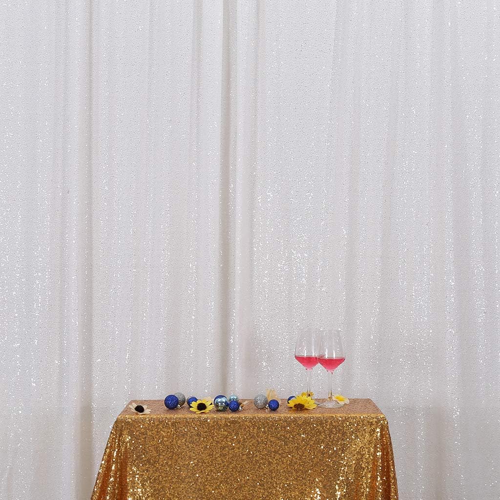 Eternal Beauty White Sequin Backdrop, 6x6 Ft Glitter Background Curtains for Christmas Shimmer