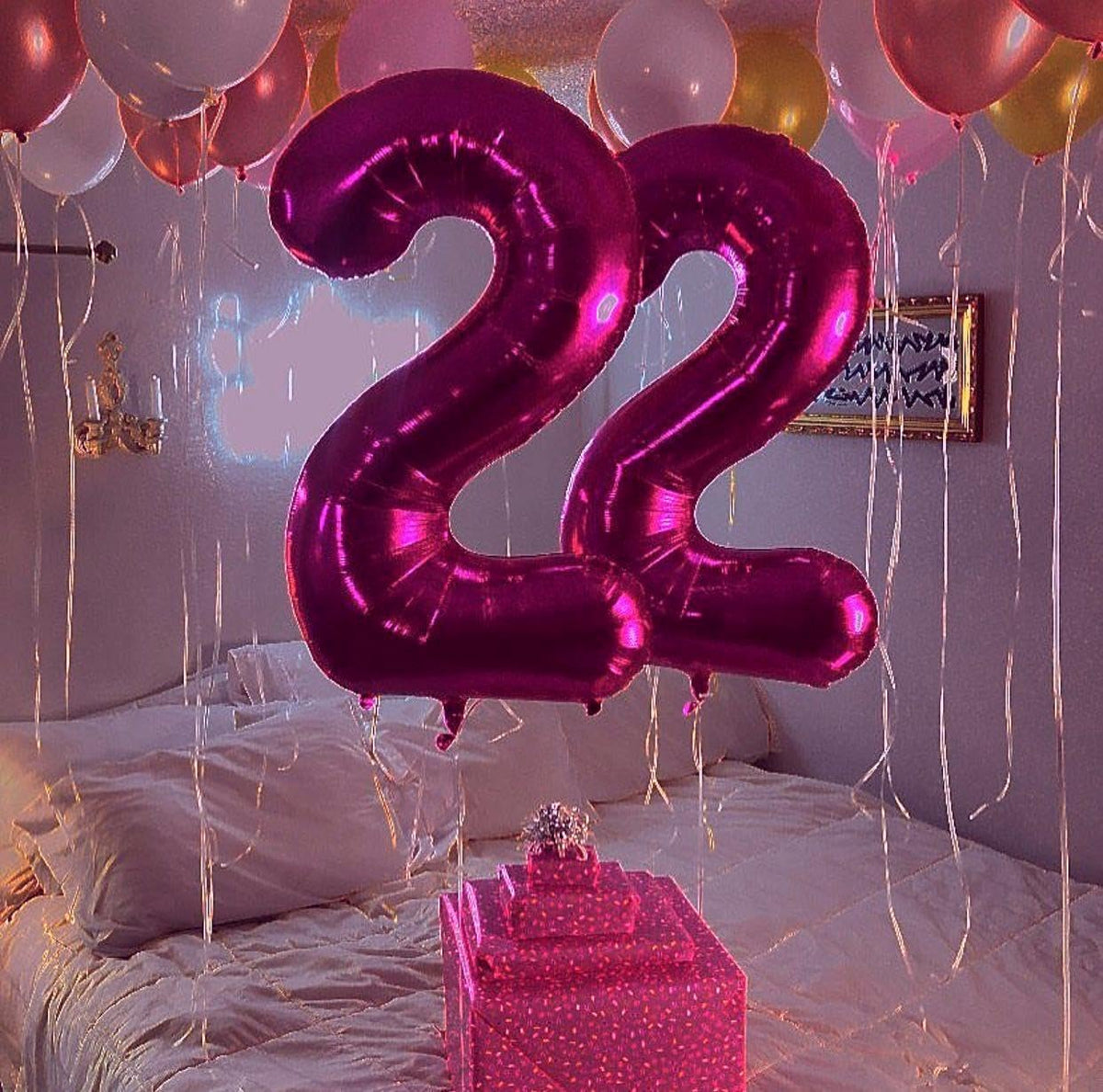 Rosy Purple 40 Inch Big Number Balloon Birthday Decoration, Number 2 Helium Balloon 12 20 22 23 24