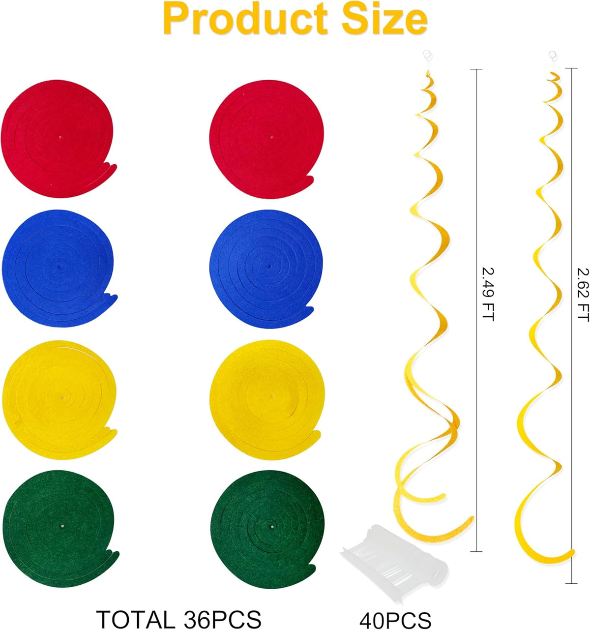36 Pcs Super Mario Hanging Swirl Decorations Colorful Felt Swirl Streamer Spiral Ceiling