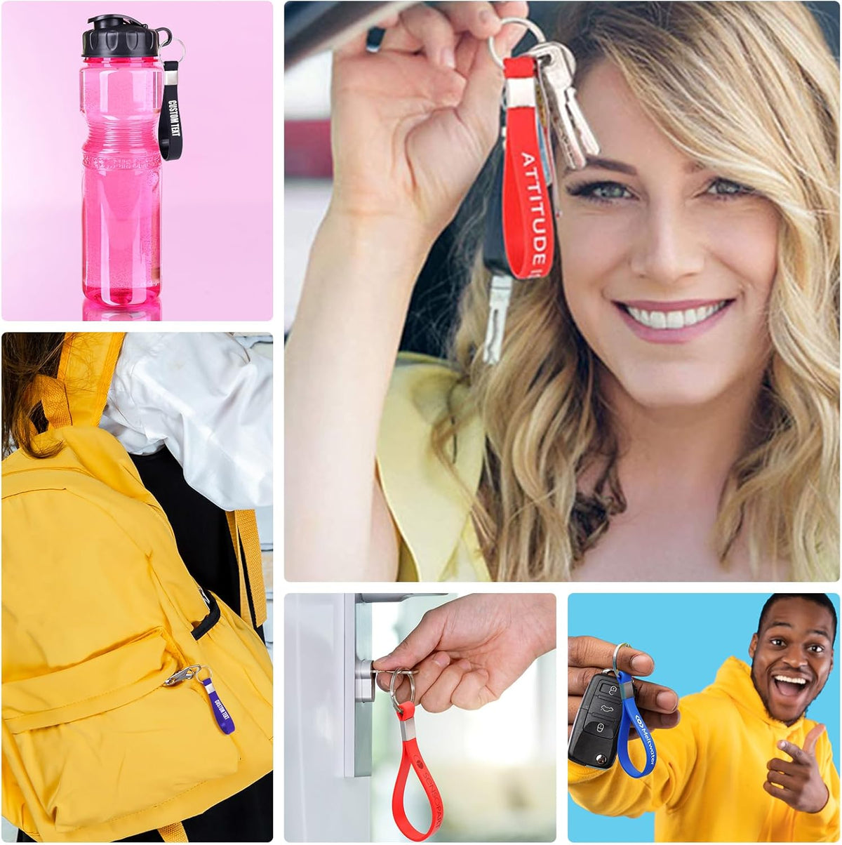 5/10/50/100 Bulk Custom Keychains Silicone Personalized Keychains Customized Text/Logo Keyrings for