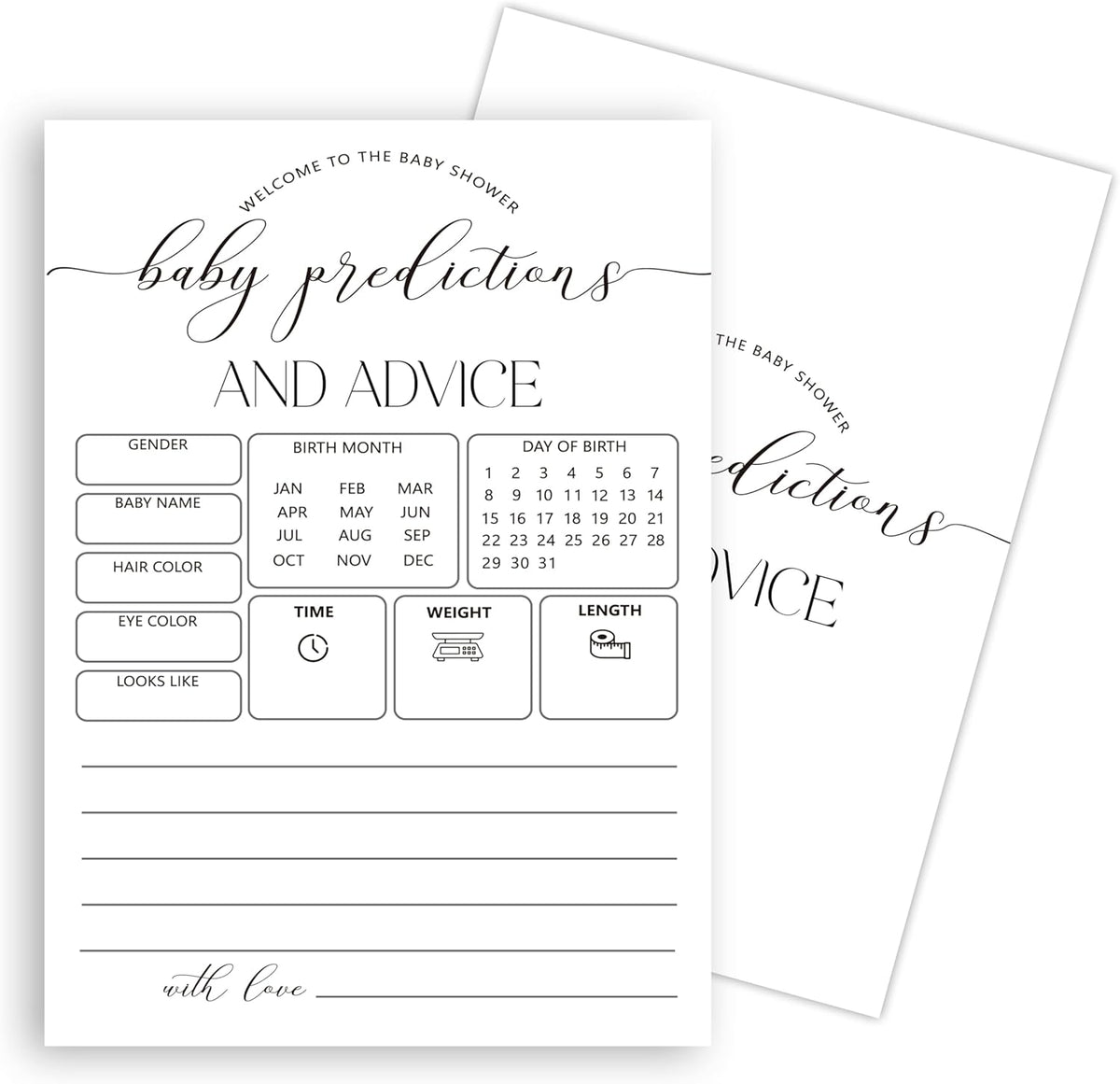 Advice For New Parents Baby Shower, Baby Predictions & Advice Cards For Baby Shower Games