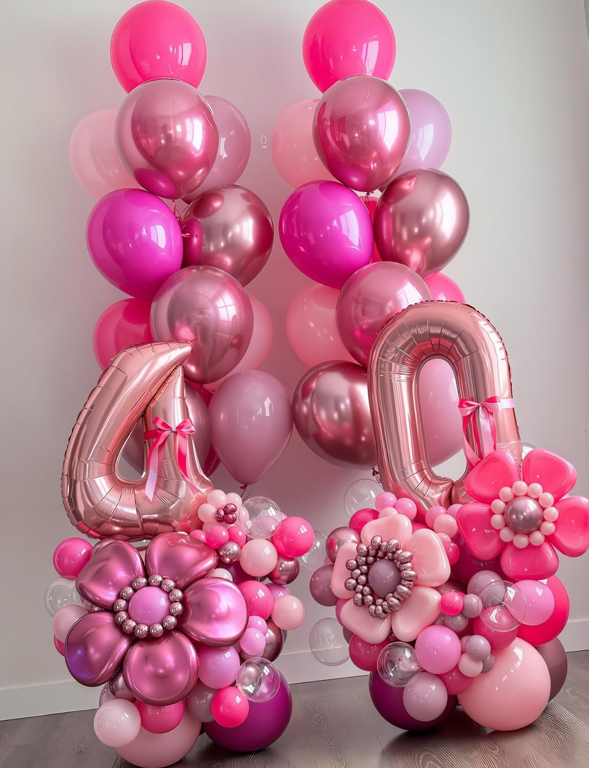 Pink Balloons Set - 12Inch Metallic Chrome Pearl Macaron Light Pink Balloons Different Shades