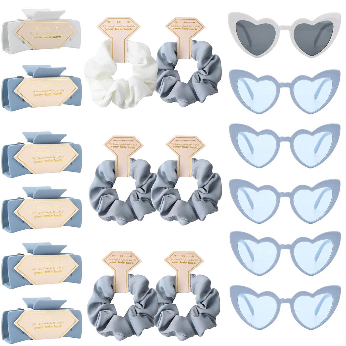 18pcs Bridesmaid Scrunchies Proposal Gifts Bachelorette Hair Claws Clips Girls heart sunglasses for