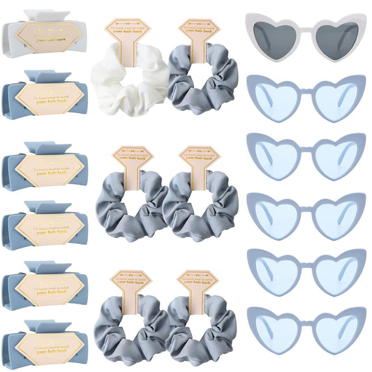 18pcs Bridesmaid Scrunchies Proposal Gifts Bachelorette Hair Claws Clips Girls heart sunglasses for