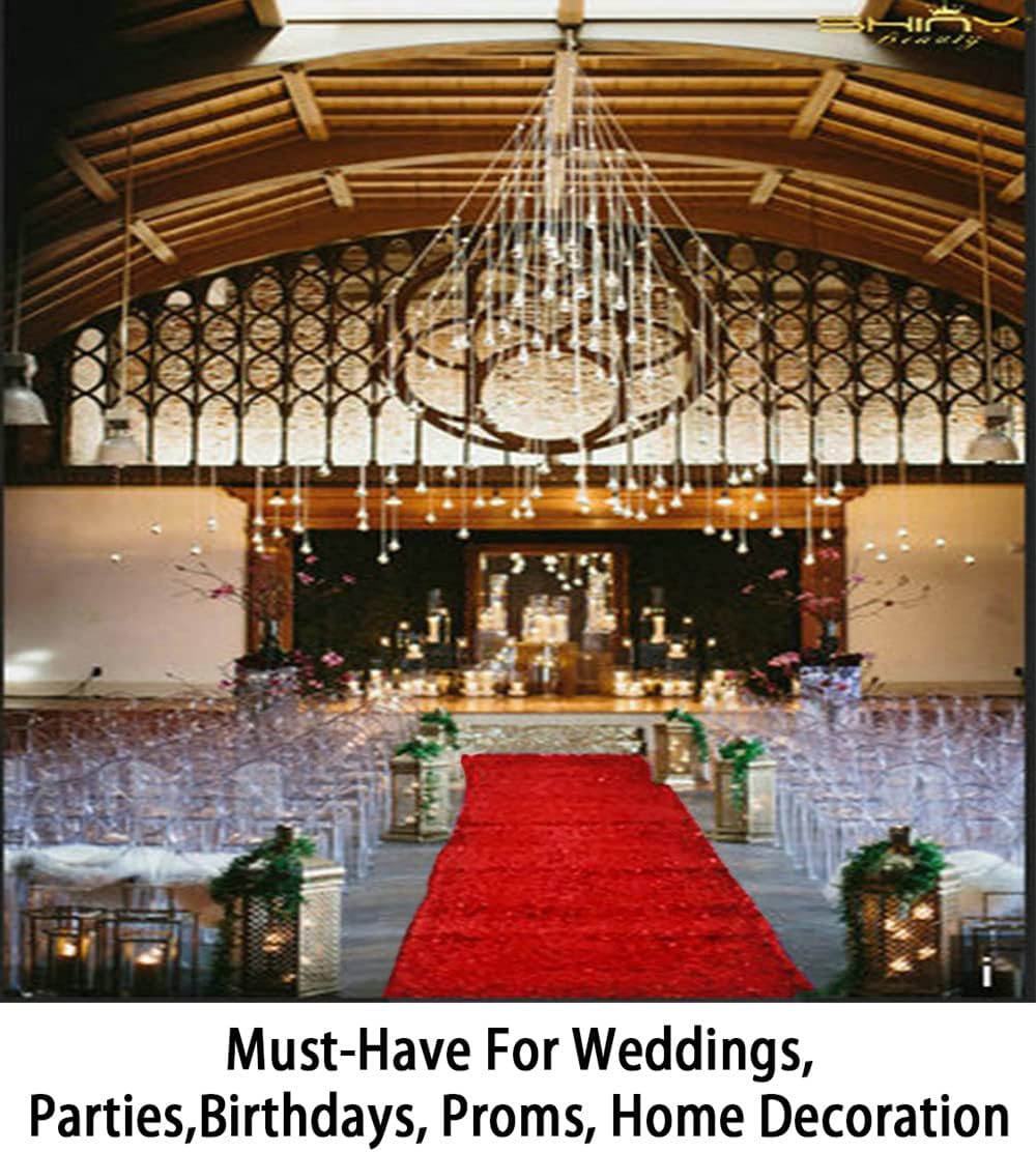 ShinyBeauty Red Sequin Aisle Runner - 2FTx15FT Glitter Carpet for Weddings, Ceremonies, and Special
