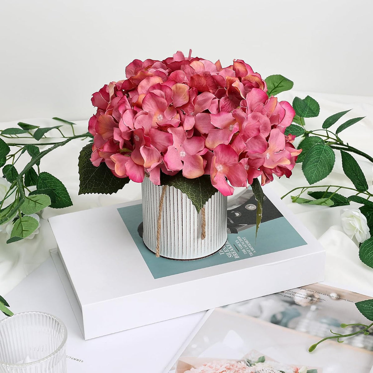 Flower Table Centerpieces - Set of 6 Floral Arrangement Artificial Wedding Hydrangeas Floral