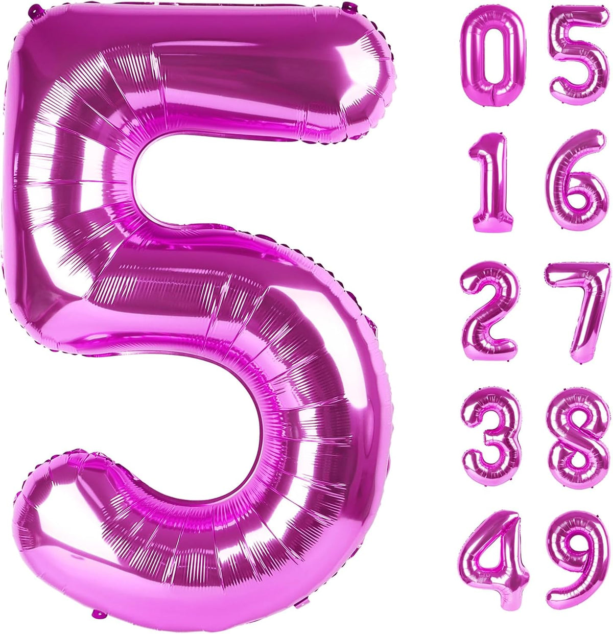 Rosy Purple 40 Inch Large Number 5 Birthday Balloon, Five 5th 15 25 35 50 55 Birthday Celebration
