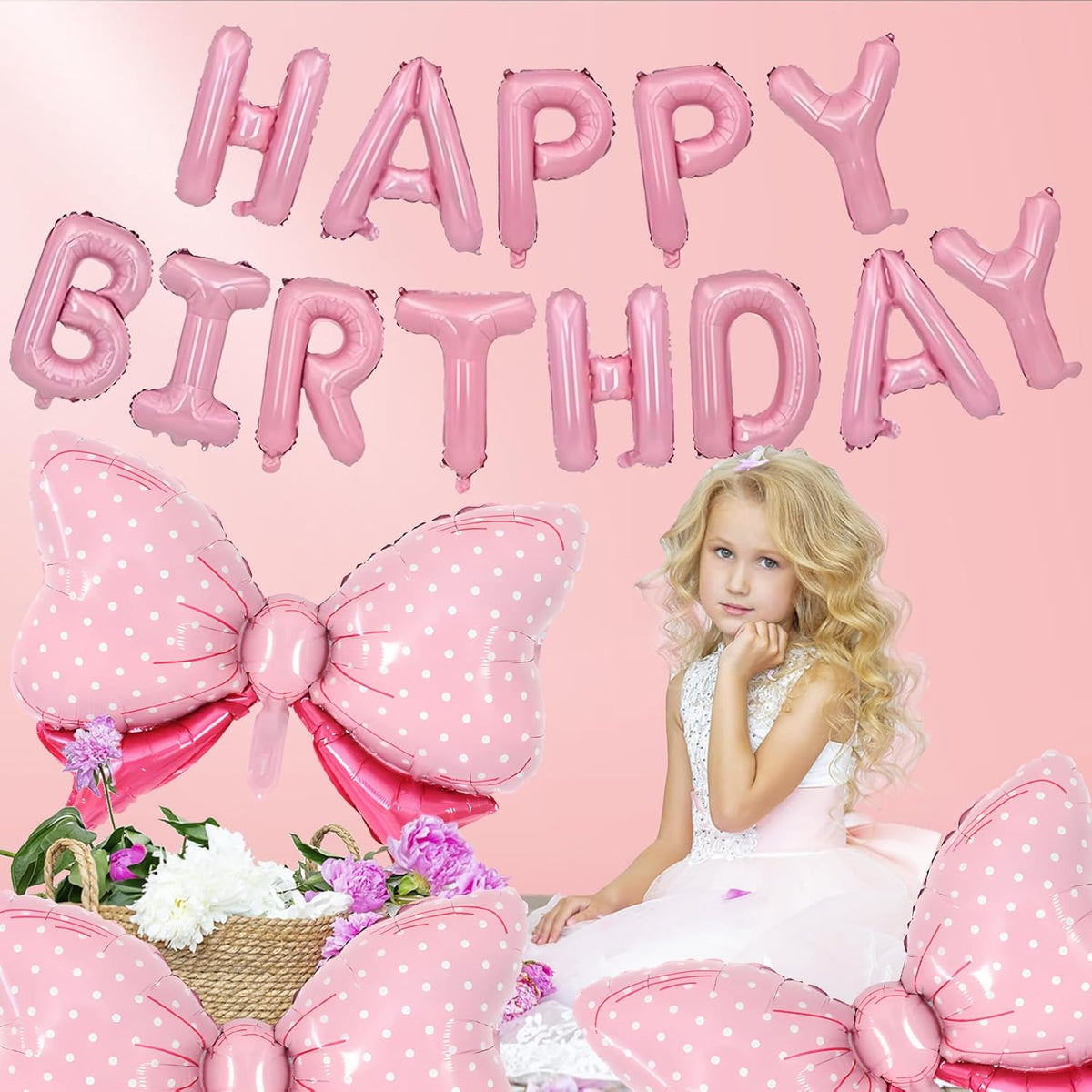 36 Inches Bow Foil Balloon Huge Bowtie Pink Balloon for Baby Shower, Wedding, Kids Theme Party