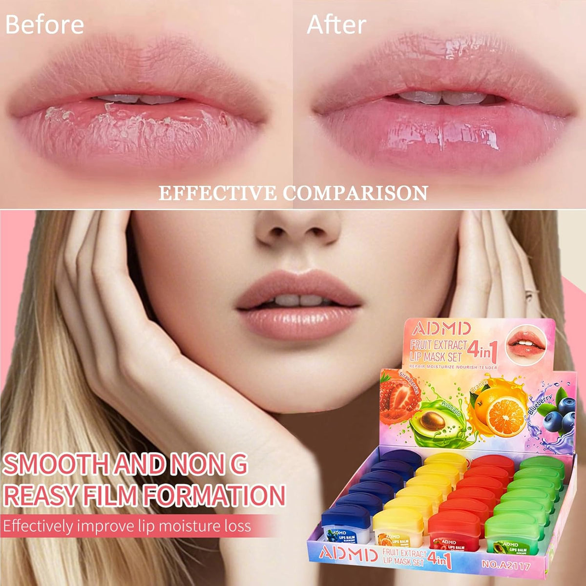 Lip Moisturizing Set, Lipstick, 24 Nourishing And Lip Balm Fruit Flavor Sets, Suitable For Dry