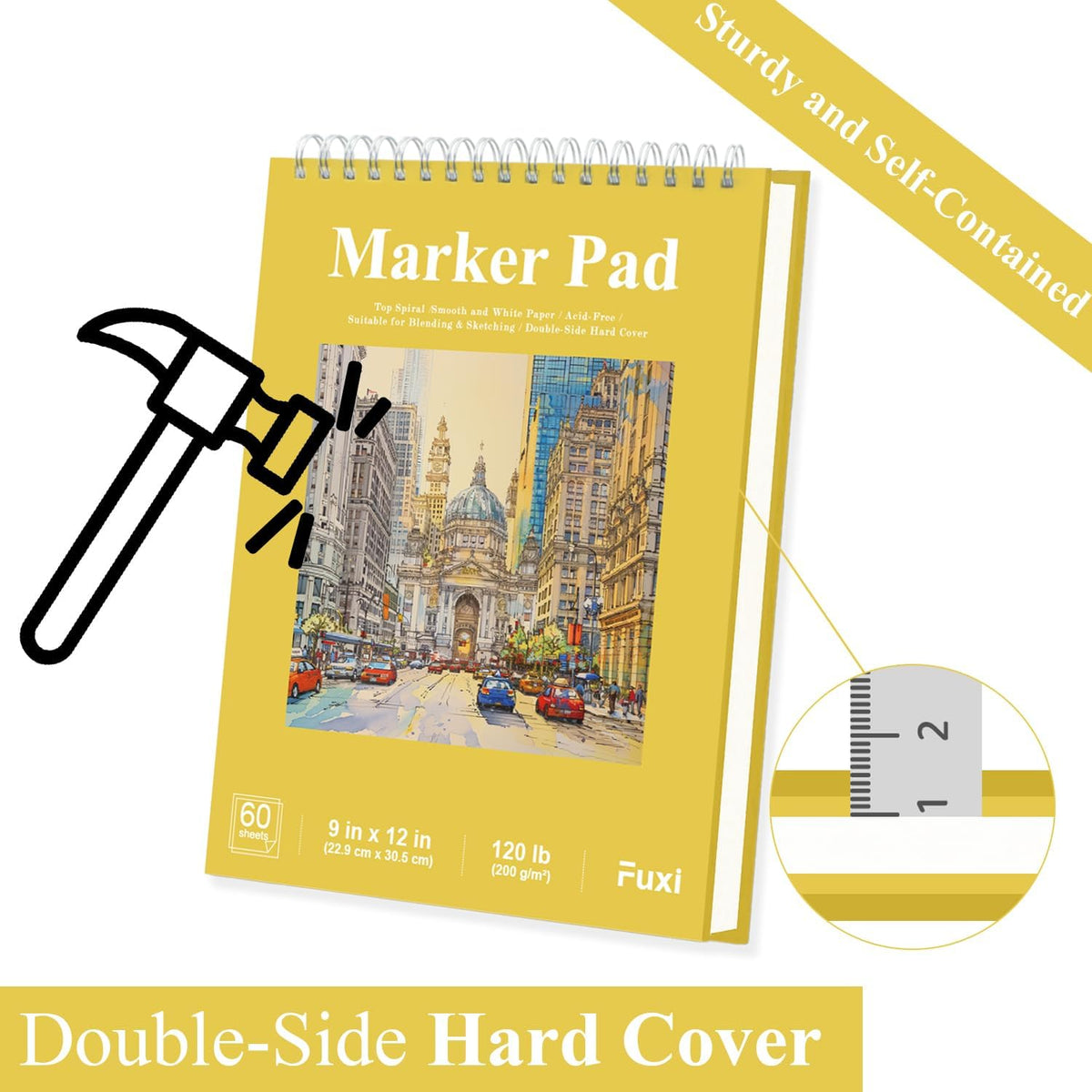 Marker Paper Sketchbook, 9"X12" Alcohol Marker Paper, 60 Sheets (200gsm/ 120lb) Marker Sketchbook