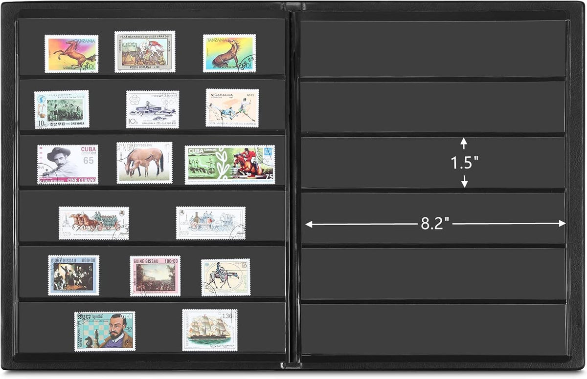 MUDOR Stamp Collecting Album, 6 Rows Pockets Stamp Book for Collectors, 10 Sheets Stamp Stockbook