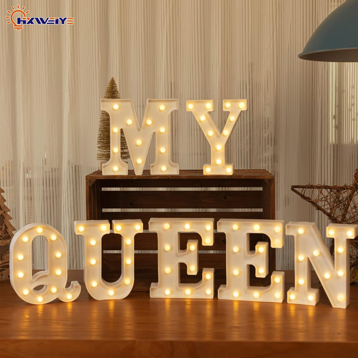 HXWEIYE LED Marquee Letters Lights Sign-U, Led Letters Lights 26 Alphabet, Light Up Number 0-9