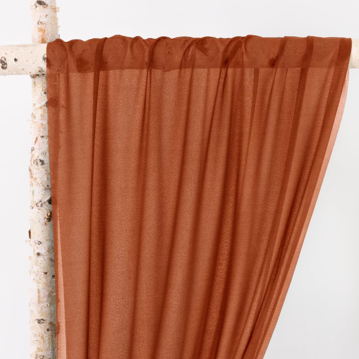 MLMW Fall Wedding Arch Draping Fabric 2 Panels 29" x 20Ft Burnt Orange Terracotta Sheer Wedding