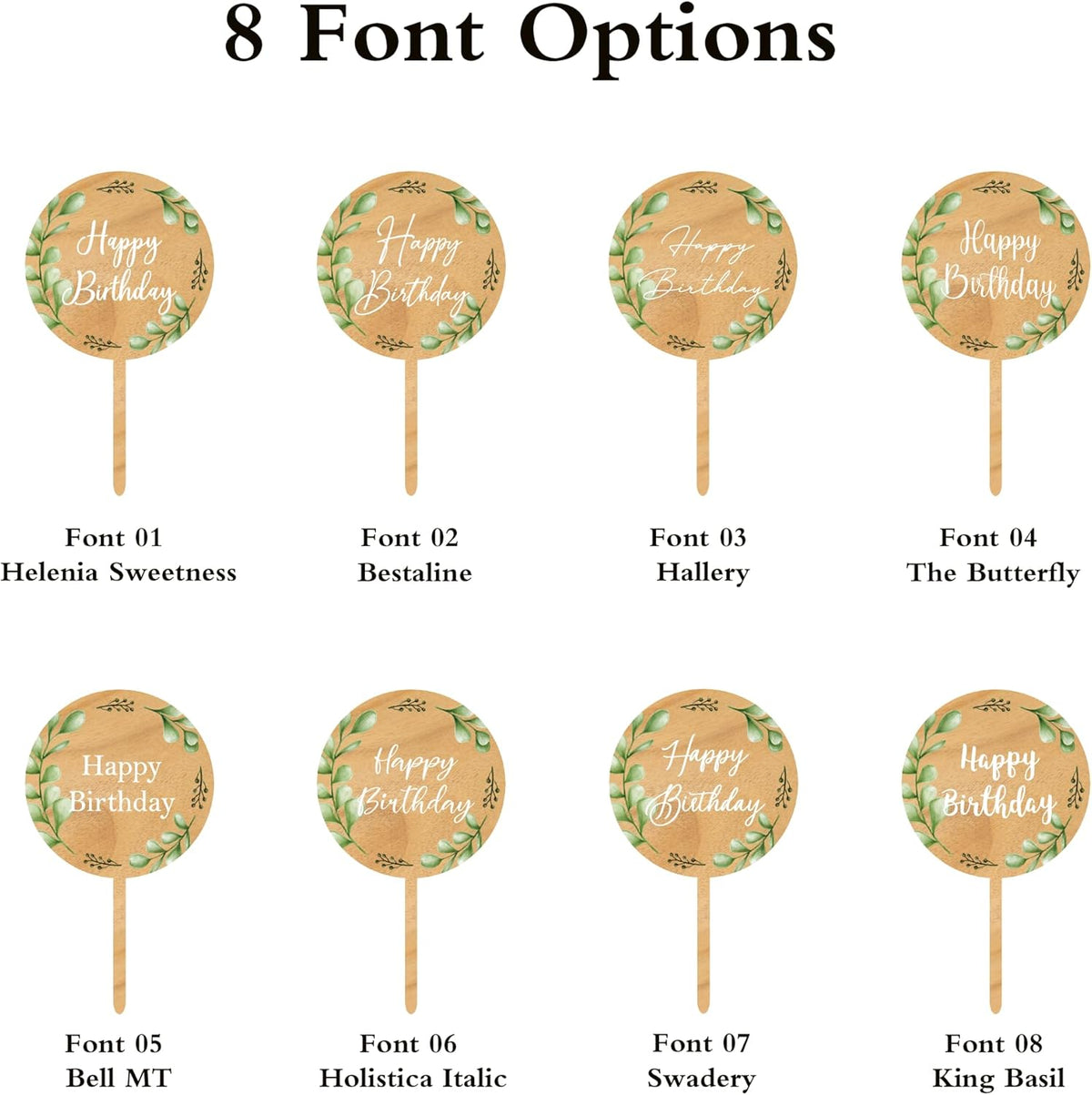 Custom Cupcake Toppers Cake Decorations in Wood for Wedding Engagement Baby Shower Birthday Party