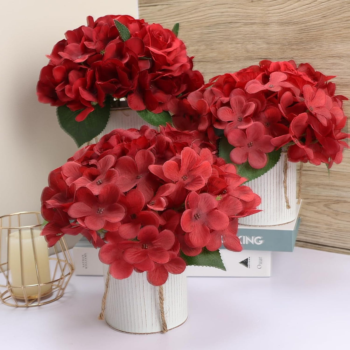 Flower Table Centerpieces - Set of 6 Floral Arrangement Artificial Wedding Hydrangeas Floral