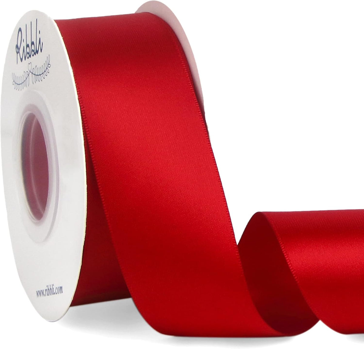 Ribbli Red Double Faced Satin Ribbon,1-1/2” x Continuous 25 Yards,Use for Bows Bouquet,Christmas