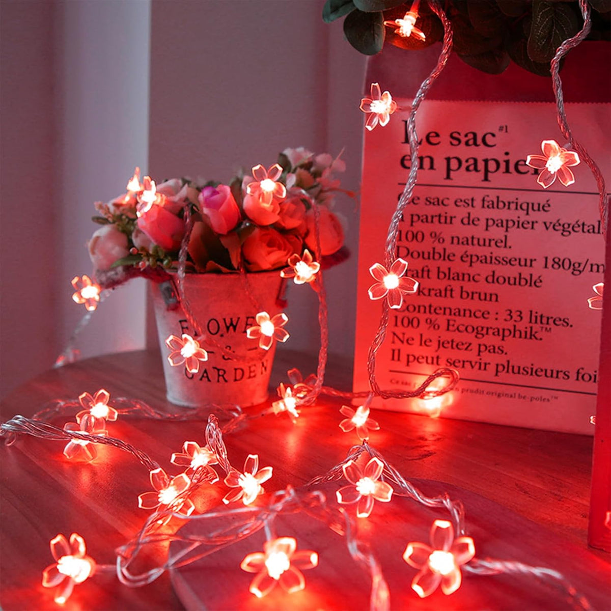 Battery Lighted & USB Plug in Fairy Flower String Lights, 10ft 30 LED Cute Cherry Blossom Lights
