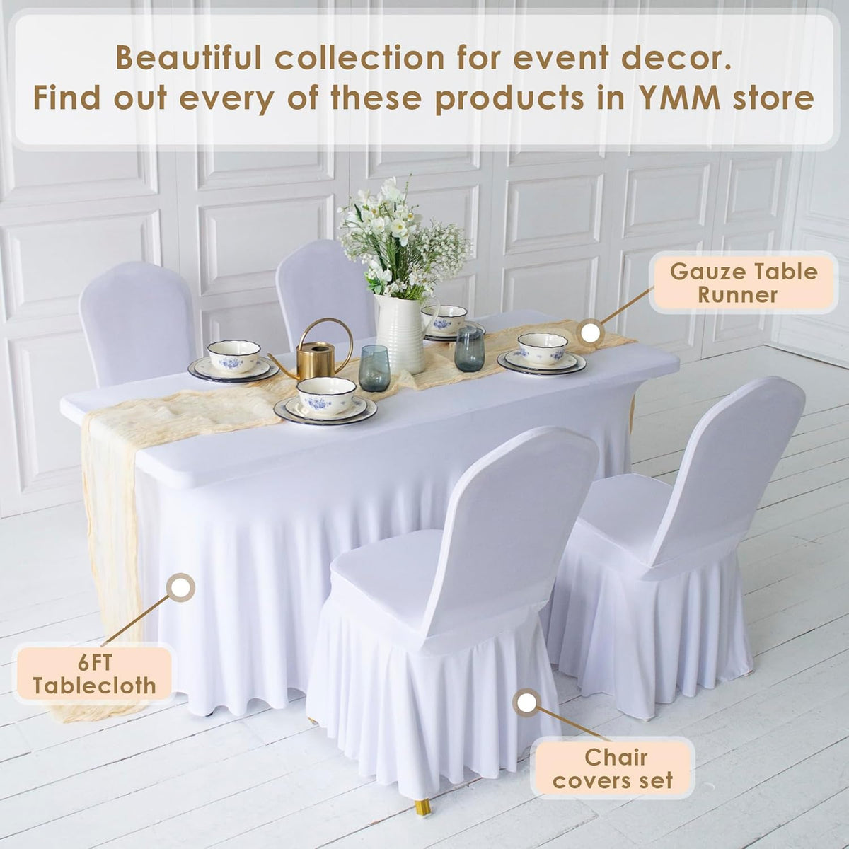 White Cheesecloth Table Runner Set of 2, Cotton Gauze Runner Rustic Table Decorations, Cheese cloth