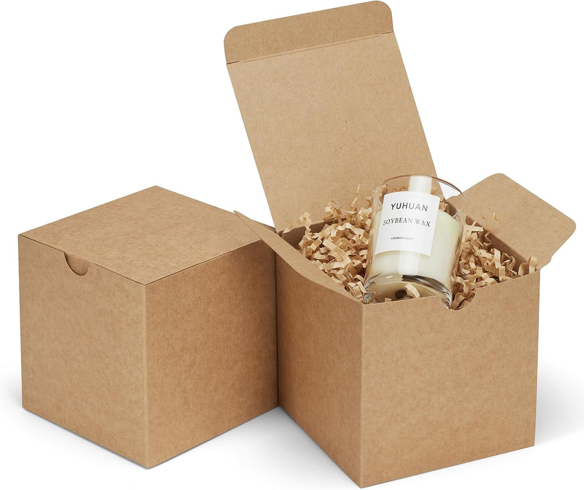 Eupako Gift Boxes 4x4x4 25 Pack Brown Kraft Paper Box with Lids Party Favor Boxes for Bridesmaids