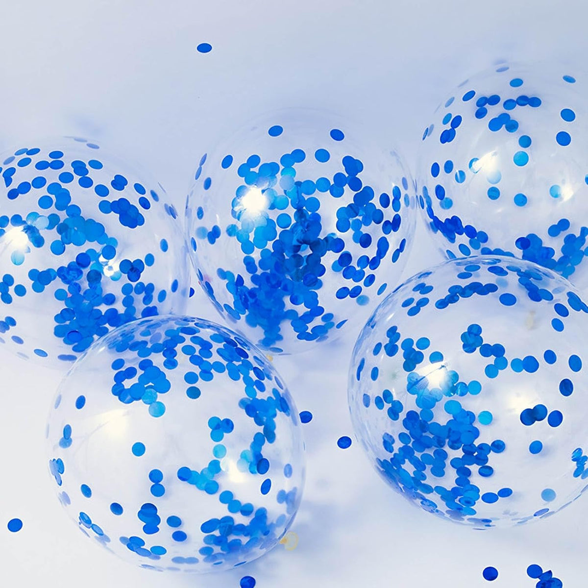 Blue Confetti Balloons, 25 Pcs Thickened 12 Inch Clear Latex Balloon with Confetti Inside for