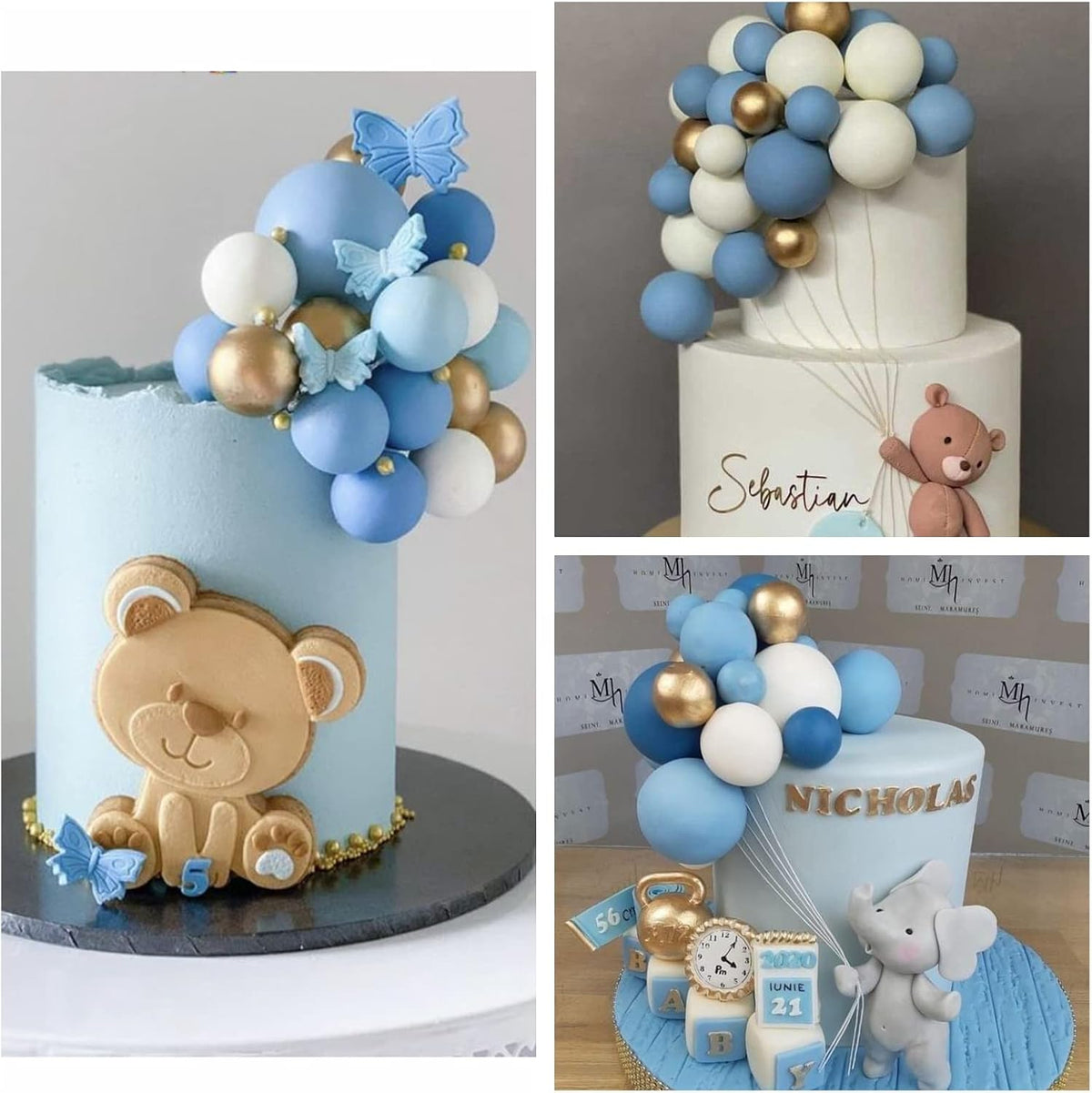 ASTARON Ball Cake Topper, 32 Pcs Foam & Wire Decorations, Mini Balloons Cake Topper Sticks, 4