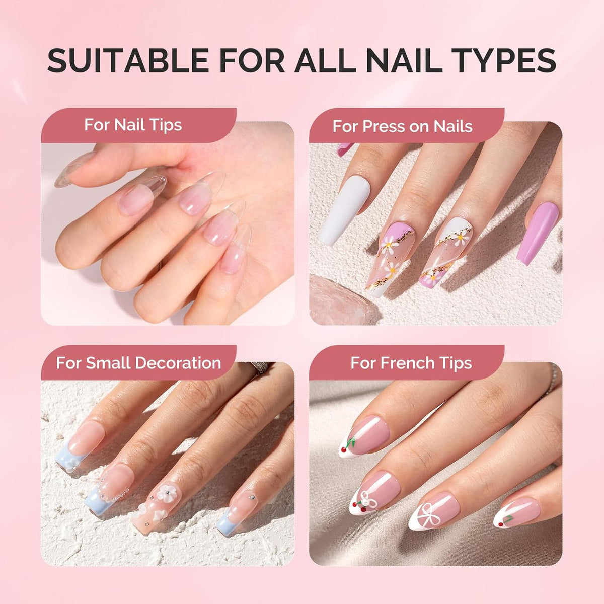 Melodysusie Brush-On Nail Glue for Acrylic Nails Press on Nails Quick-Drying Super Strong Long