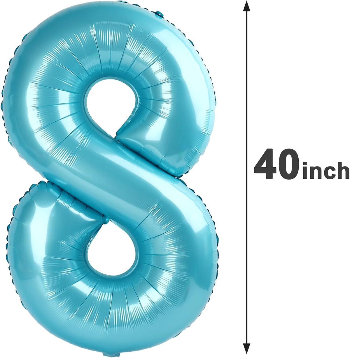 Pearl Blue 8 Number Balloon,Foil Number 8 Balloon 40 Inch, Helium Mylar Eight Number 8 18 28 38 48
