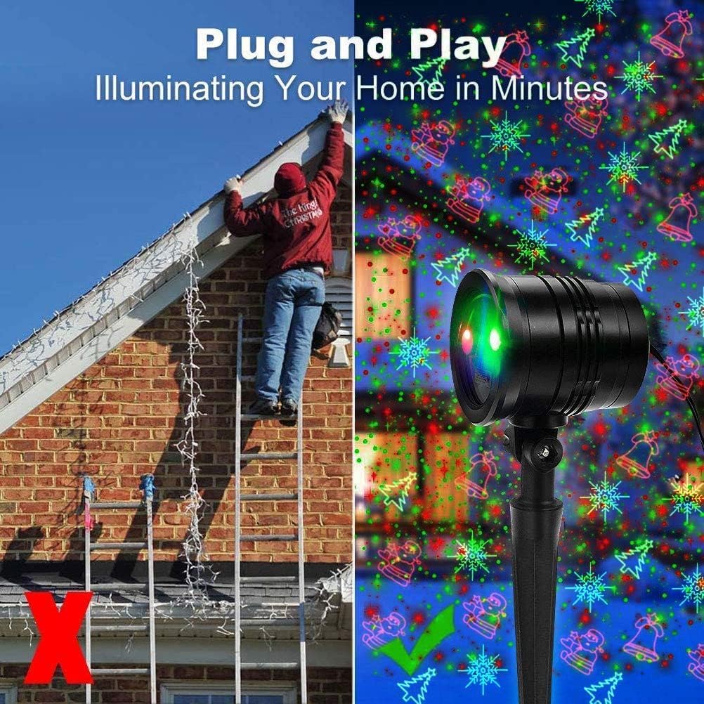 Christmas Projector Lights Outdoor, Led Christmas Laser Lights Landscape Spotlight Red and Green