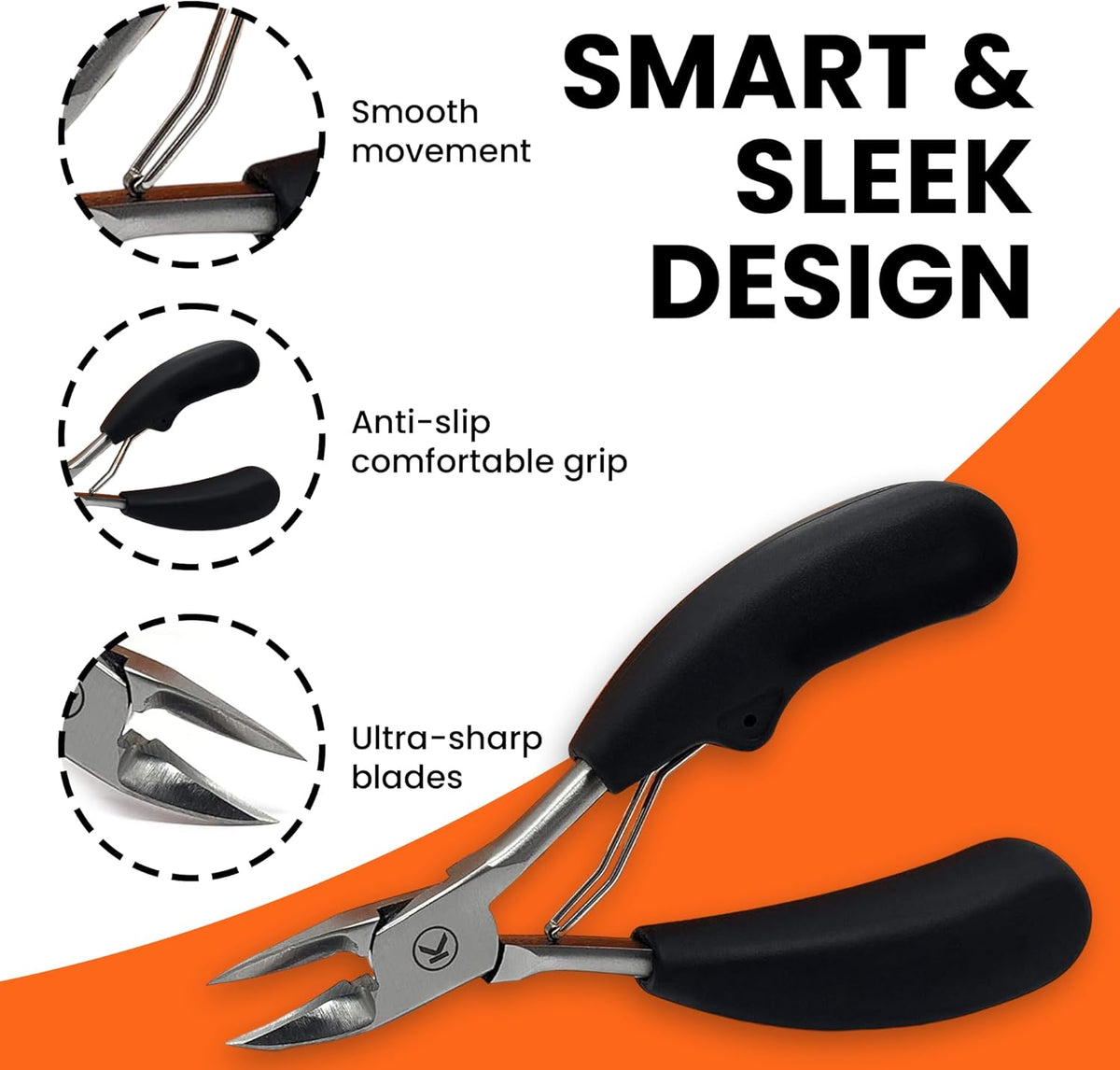 Kohm Toenail Clippers | Extra-Wide Blade & Non-Slip Grip for Thick, Ingrown & Fungal Nails | Heavy