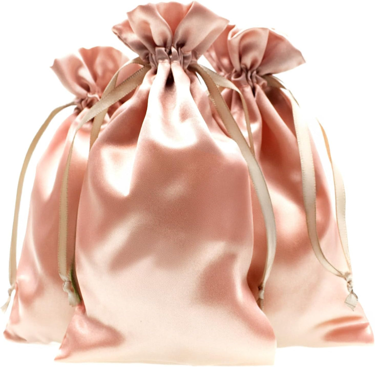 6" x 9" Rose Gold Satin Gift Bags, Jewelry Bags, Wedding Favor Drawstring Bags Baby Shower