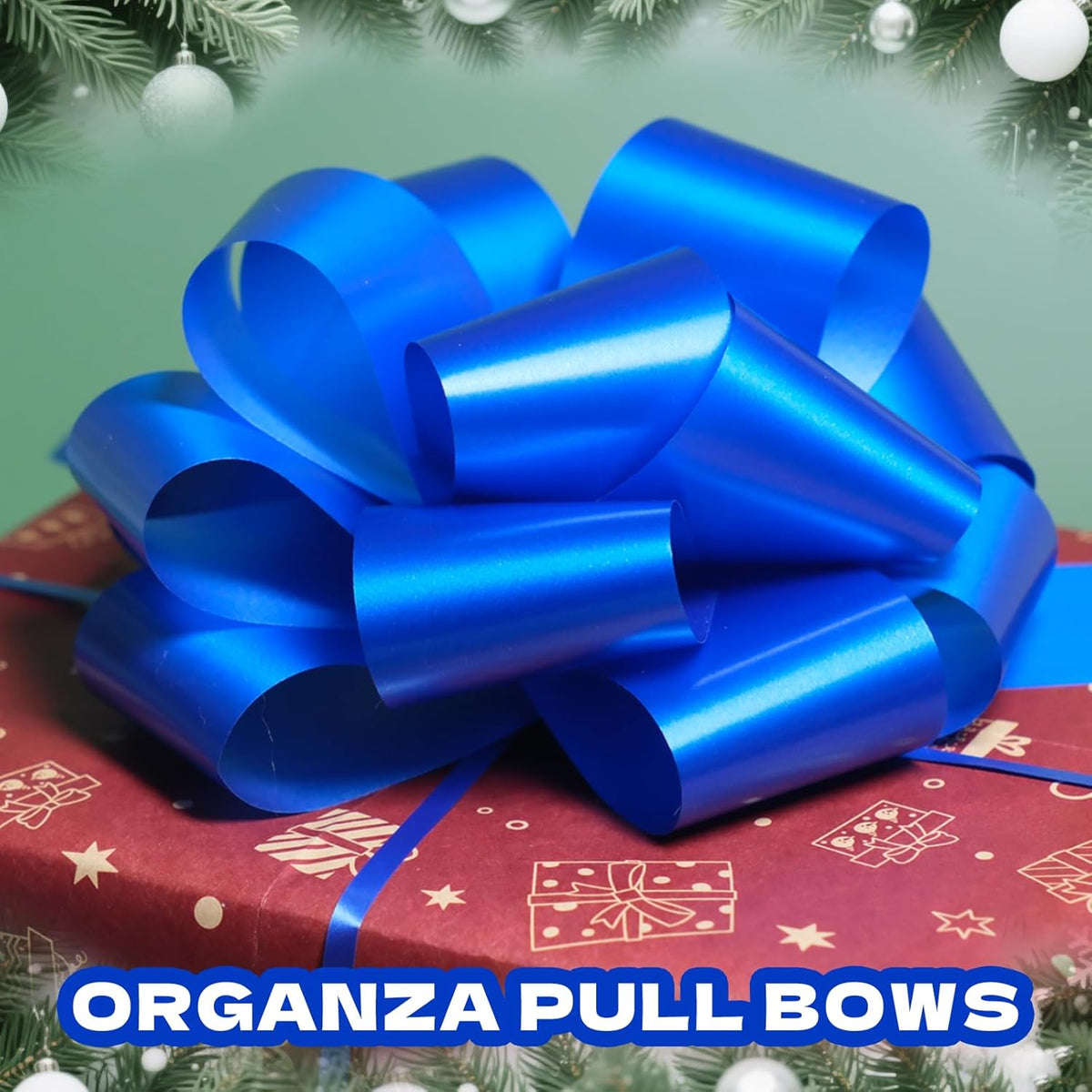 6 Pcs 6 Inch Blue Pull Bows, Perfect for Gift Wrapping, Gift Wrapping Baskets Wedding Christmas