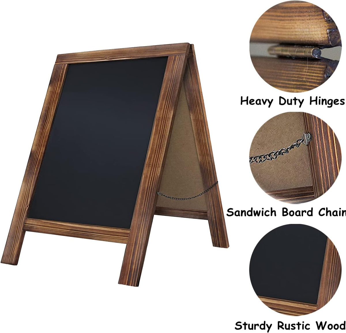 Rustic Whitewash Double Sided Chalkboard with 8Pcs Liquid Chalk Markers, 7.5"*8.6" Tabletop Stand