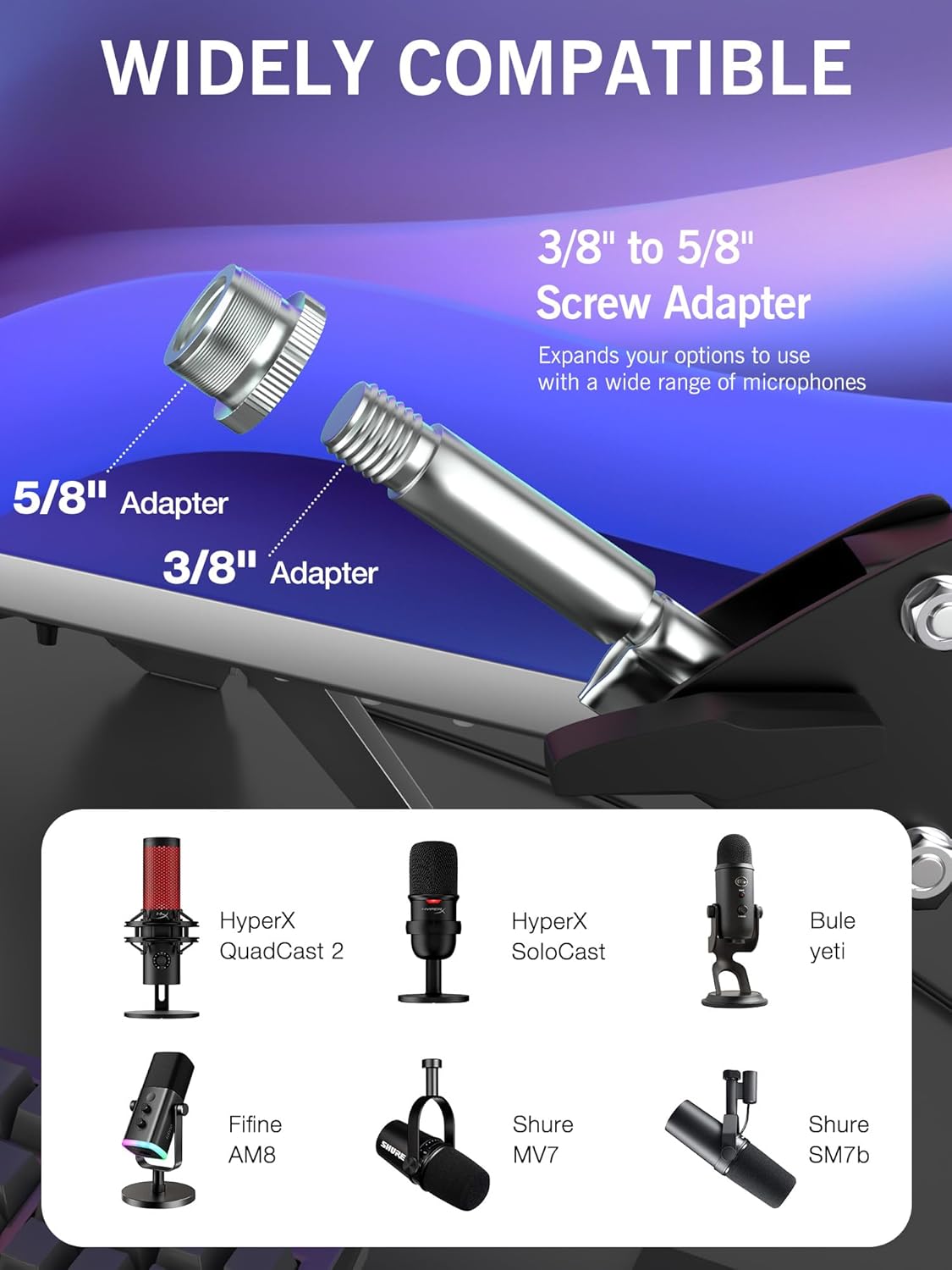 For HyperX QuadCast 2 Boom Arm - Mic Arm Compatible with Hyper x QuadCast, Microphone Boom Arm with