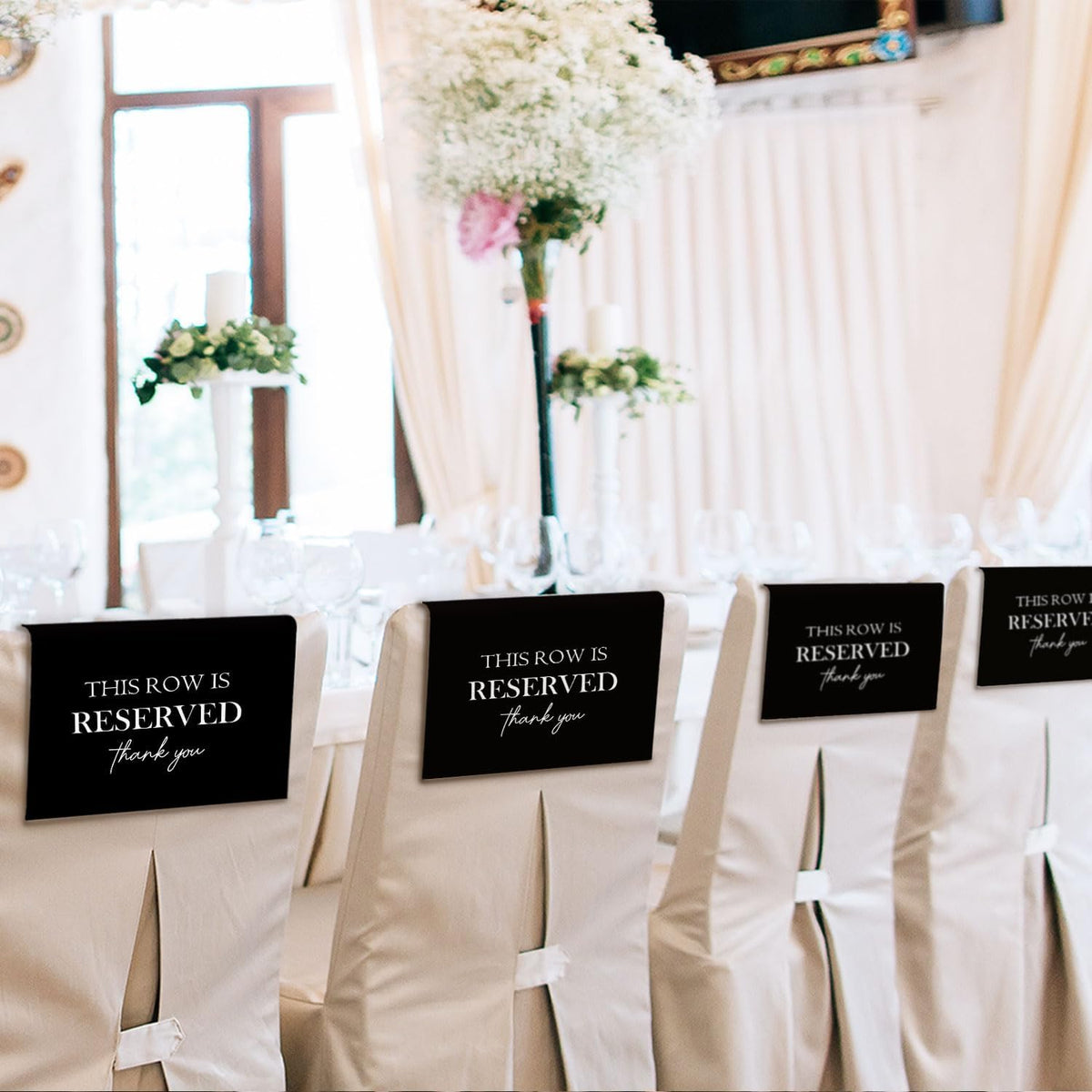 Reserved Seating Chair Signs, This Row Is Reserved Pew Cloths Seating Placeholder for Church Pews