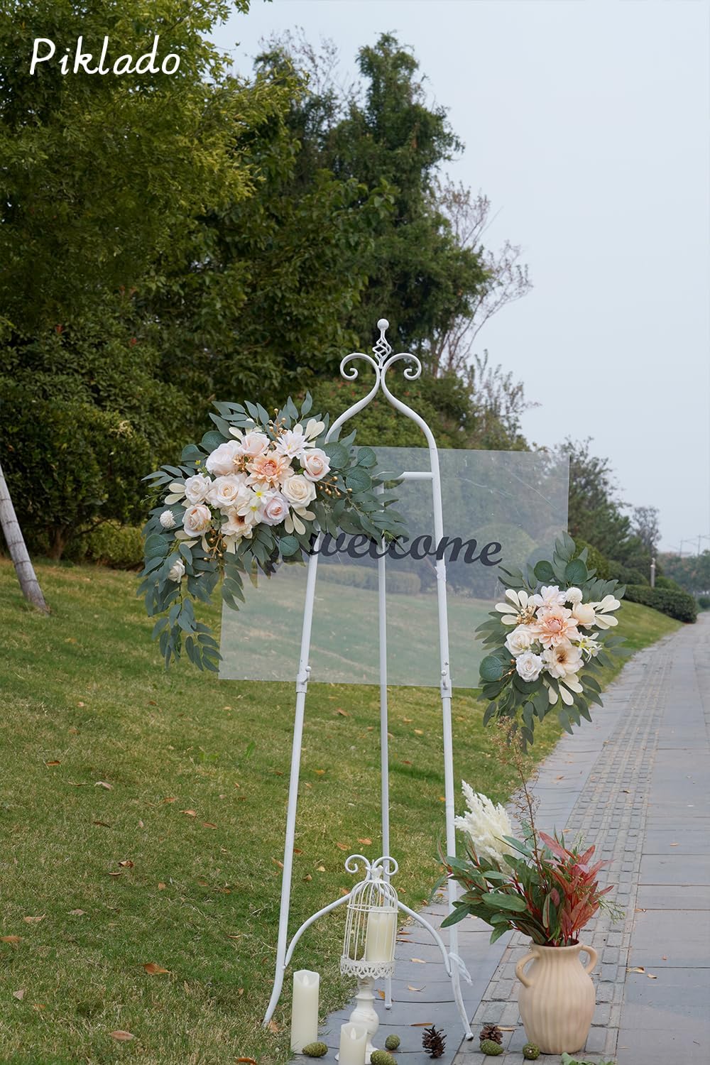 Faux Flower Swag Set of 2 for Wedding Welcome Signs Floral Swag Wedding Reception Ceremony Signs