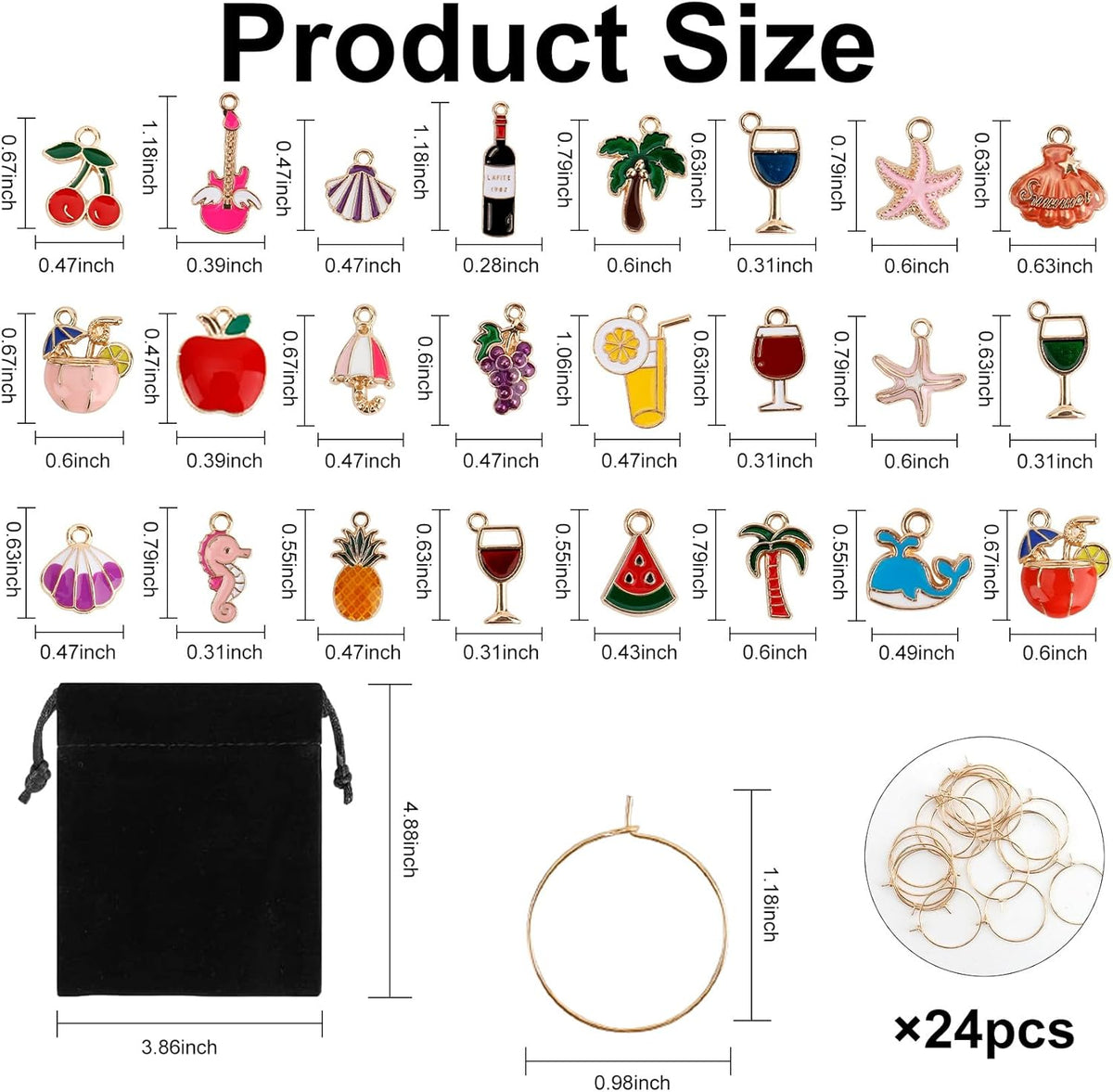 Wine Glass Charms Wine Charms for Stem Glasses Glass Markers Identifiers Tags for Christmas Tasting