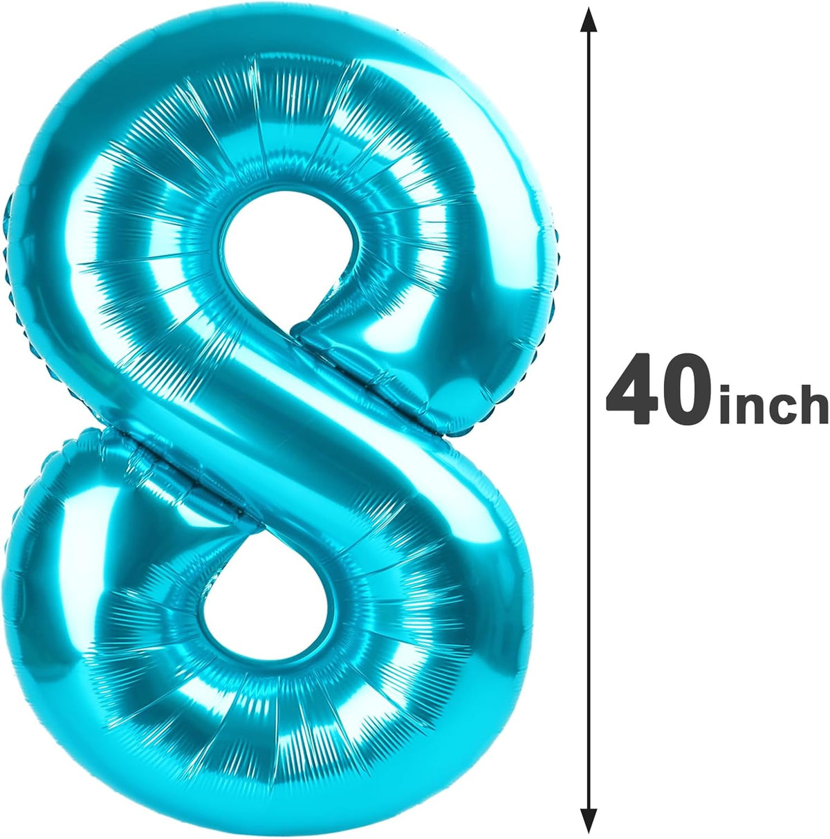 Blue Foil Number 8 Balloon 40 Inch, Helium Mylar Eight Number 8 18 28 38 48 58 80 88 Birthday