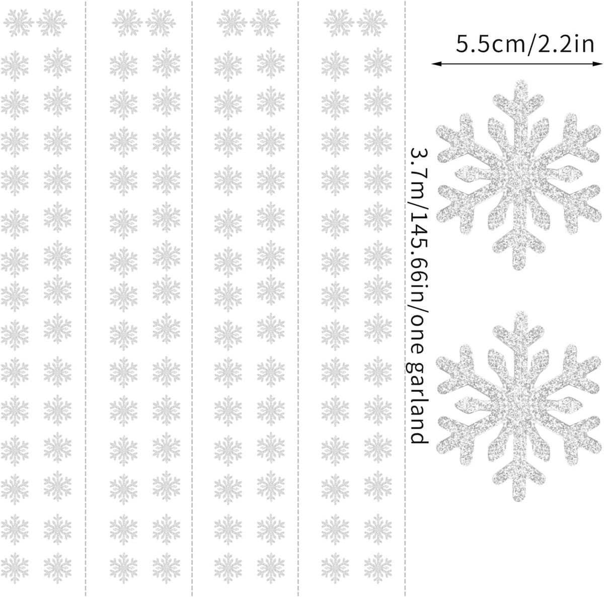 Snowflake-Snow Silver Christmas Party-Decoration Garland - 52ft Frozen Winter Wonderland Ornaments